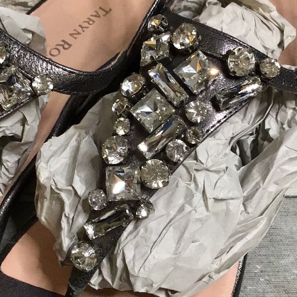 Taryn Rose Dark Silver & Rhinestone Sandals Sz 9 - Picture 7 of 13